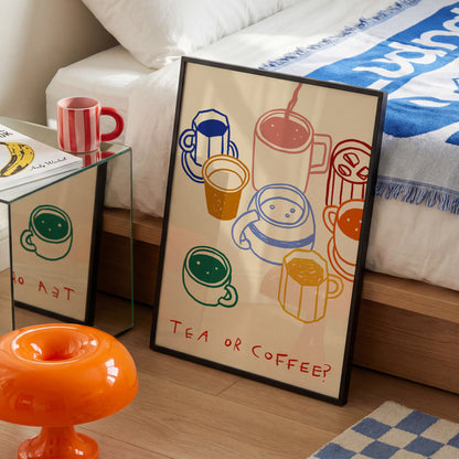 Tea or Coffee? | Colourful Mugs Print | UNFRAMED
