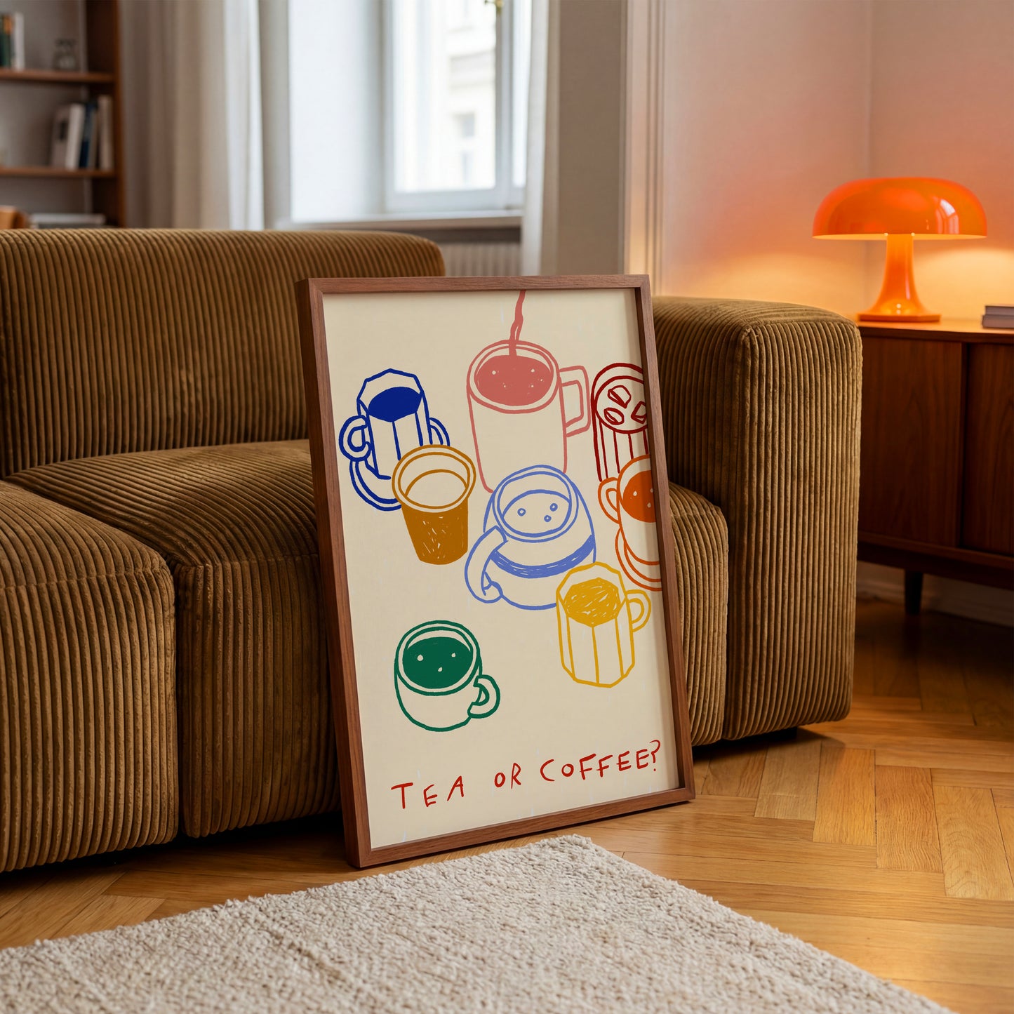 Tea or Coffee? | Colourful Mugs Print | UNFRAMED