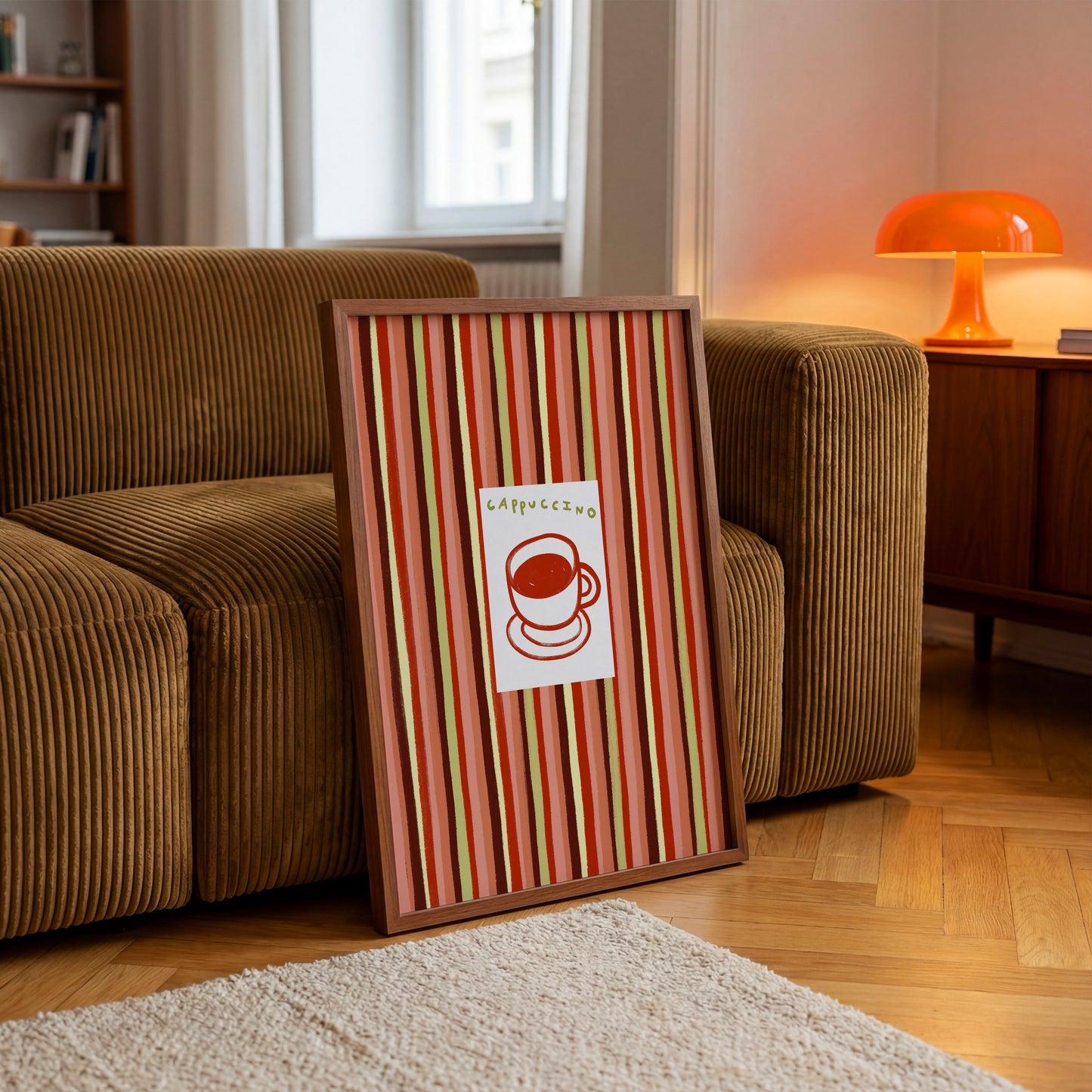 Cappuccino | Striped Print | UNFRAMED