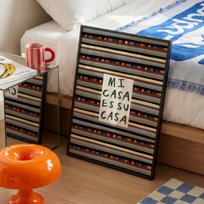 Mi Casa Es Su Casa | Striped Print | UNFRAMED