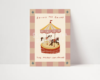 Round The Merry Go Round | Circus Print | UNFRAMED