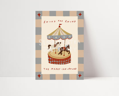 Round The Merry Go Round | Circus Print | UNFRAMED