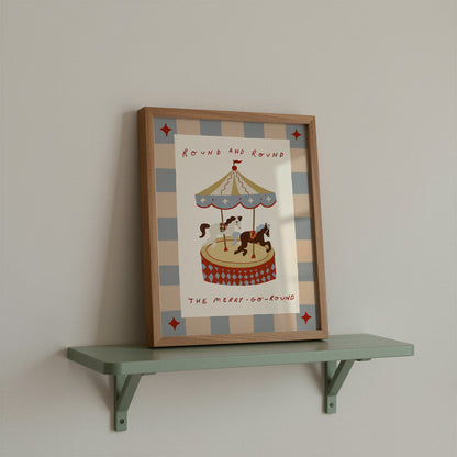 Round The Merry Go Round | Circus Print | UNFRAMED
