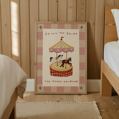 Round The Merry Go Round | Circus Print | UNFRAMED