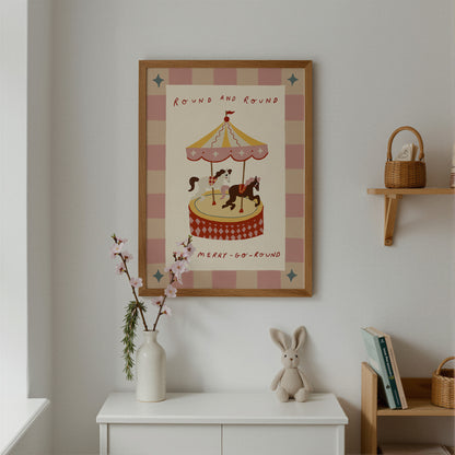Round The Merry Go Round | Circus Print | UNFRAMED