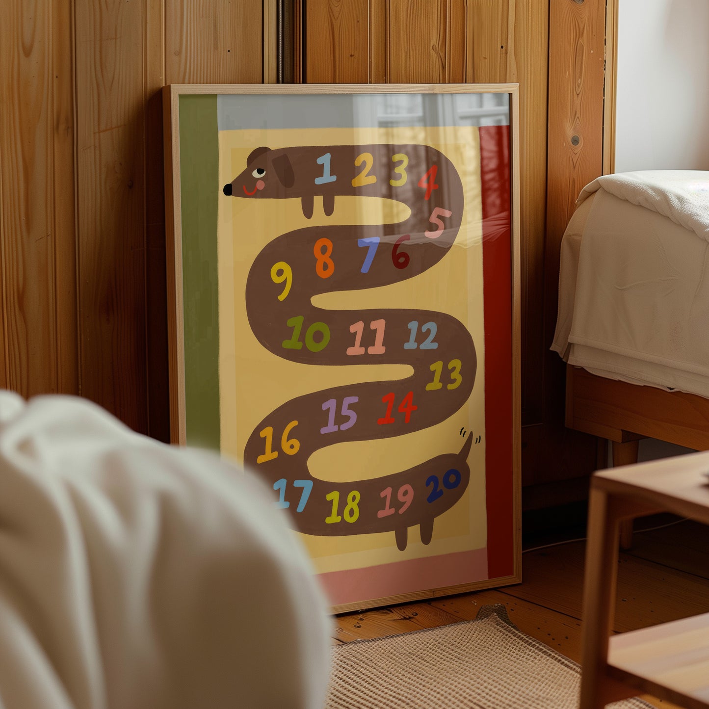 Numbers Sausage Dog | 123 Print | UNFRAMED