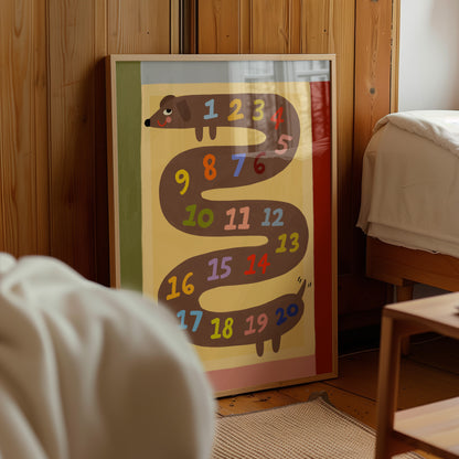Numbers Sausage Dog | 123 Print | UNFRAMED