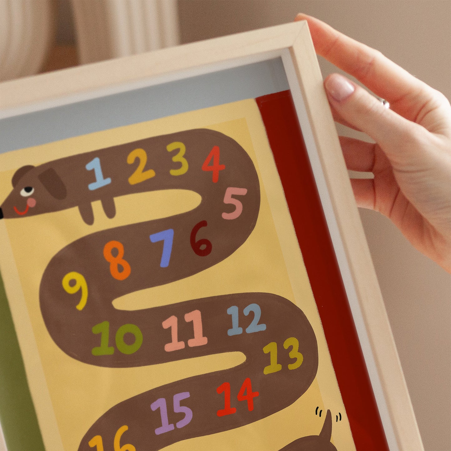 Numbers Sausage Dog | 123 Print | UNFRAMED