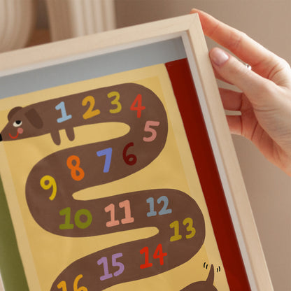 Numbers Sausage Dog | 123 Print | UNFRAMED