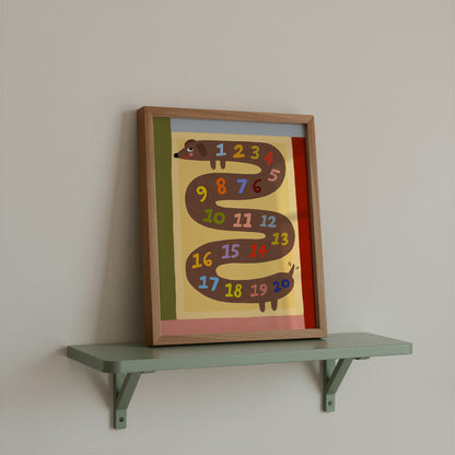 Numbers Sausage Dog | 123 Print | UNFRAMED