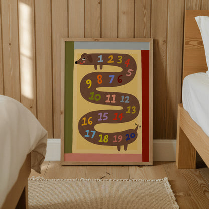 Numbers Sausage Dog | 123 Print | UNFRAMED
