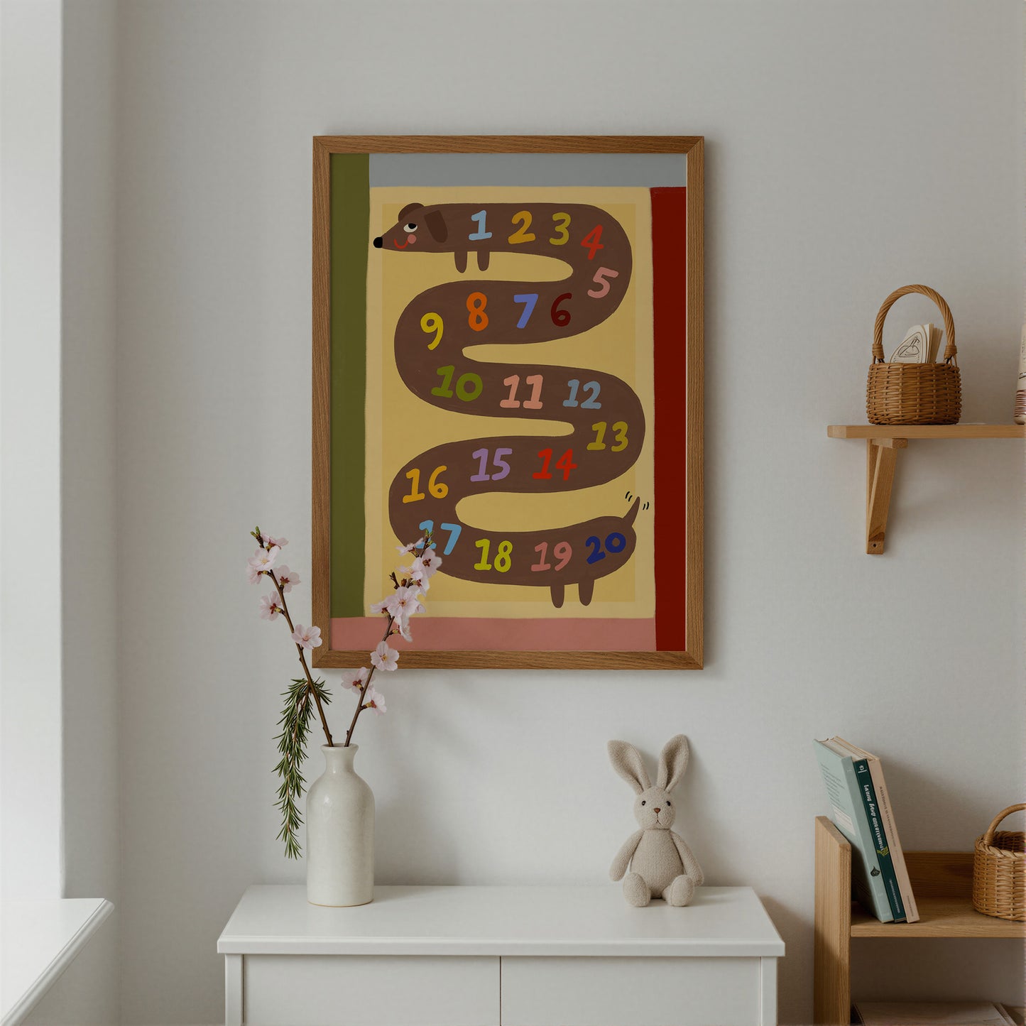 Numbers Sausage Dog | 123 Print | UNFRAMED