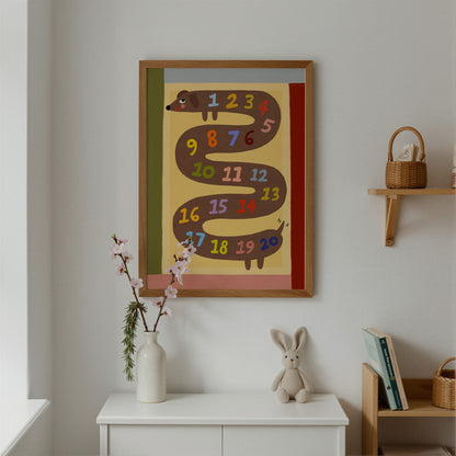 Numbers Sausage Dog | 123 Print | UNFRAMED