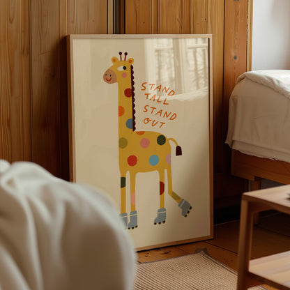 Stand Tall Stand Out | Giraffe Affirmation Print | UNFRAMED