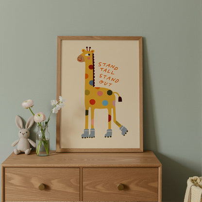 Stand Tall Stand Out | Giraffe Affirmation Print | UNFRAMED