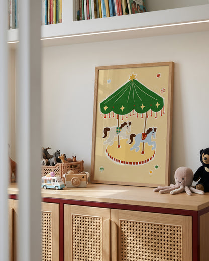 Circus Carousel | Whimsical Print | UNFRAMED