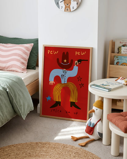 Pew Pew | Cowboy Print | UNFRAMED