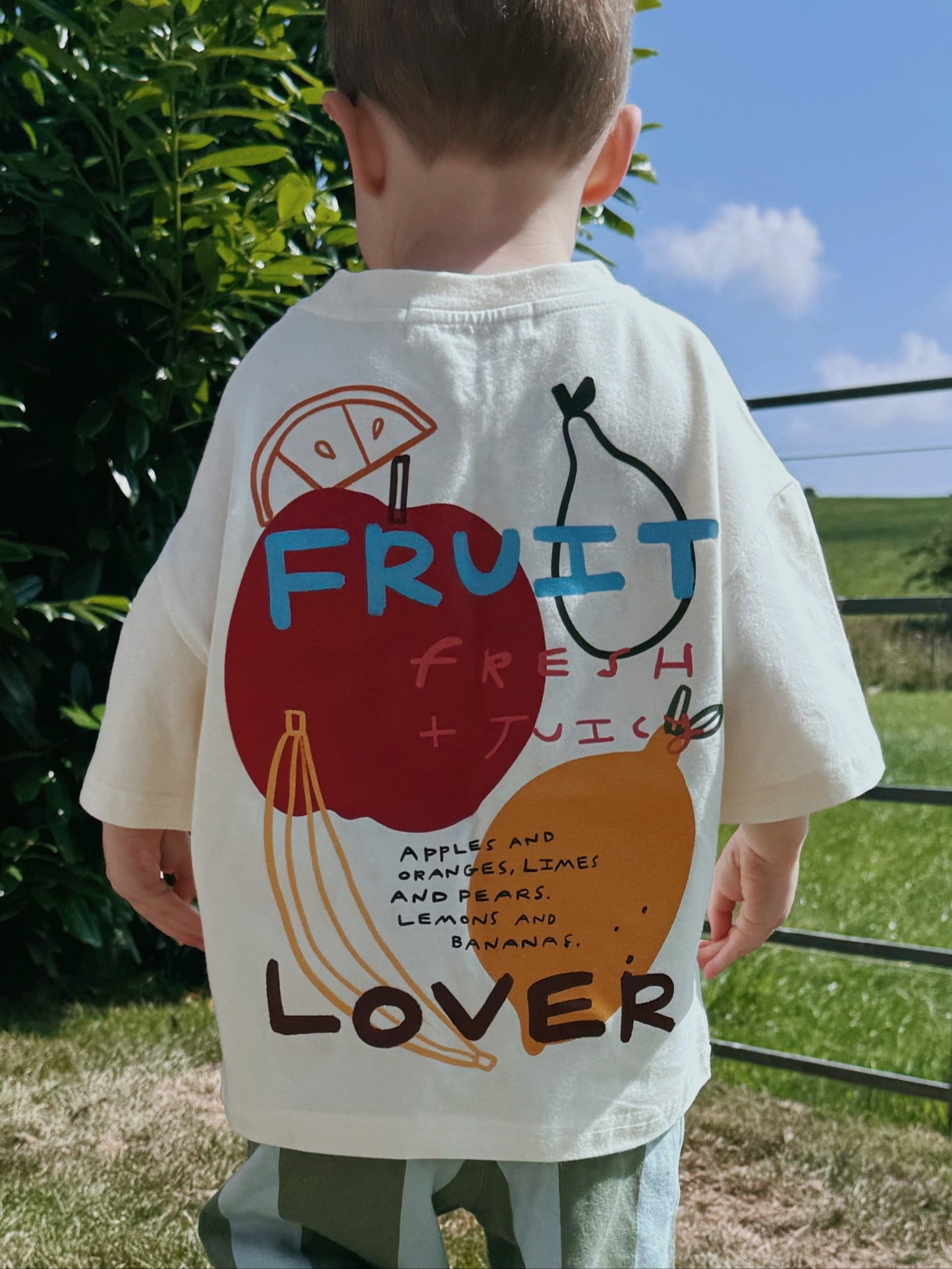 Ivory Oversized Children's Graphic T-shirt | Fruit Lover