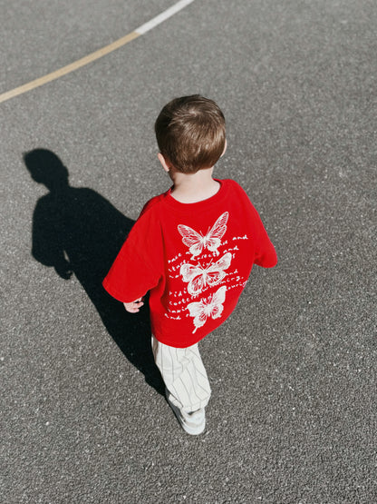 Red Oversized Children's Graphic T-shirt | Time Flies