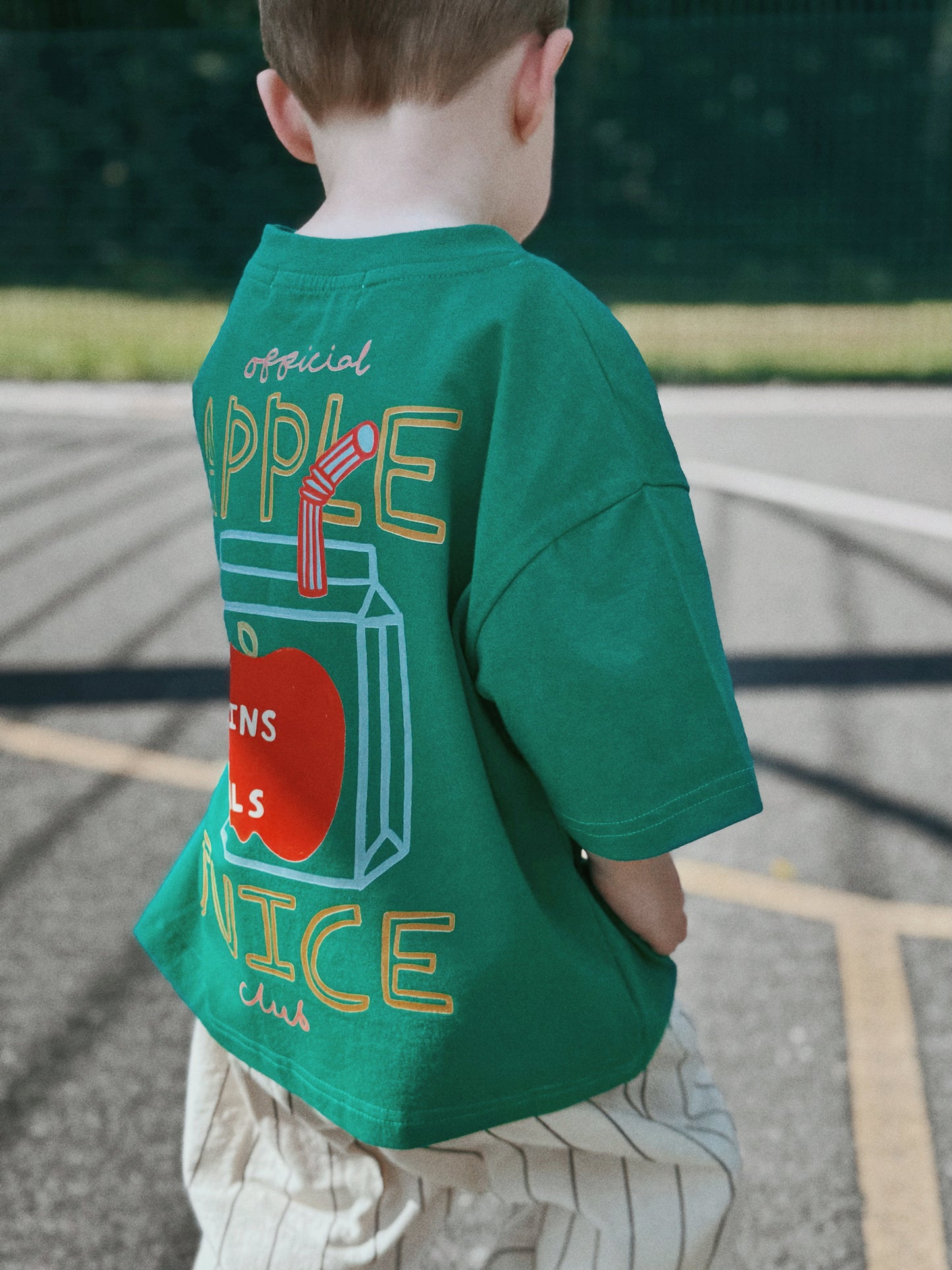 Green Oversized Children's Graphic T-shirt | Apple Juice