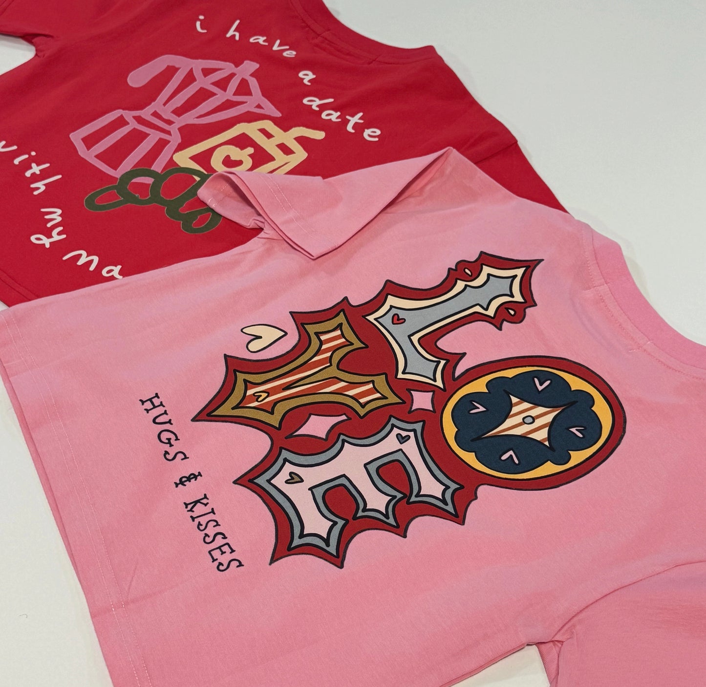 Hugs & Kisses | Valentines Oversized Children's Graphic T-shirt