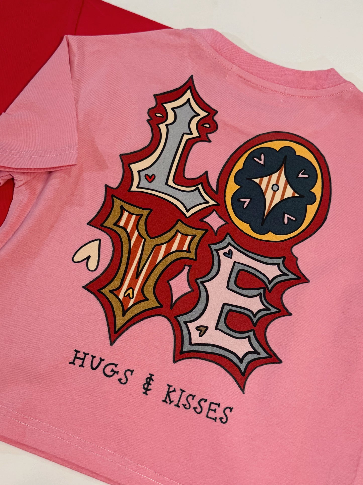 Hugs & Kisses | Valentines Oversized Children's Graphic T-shirt