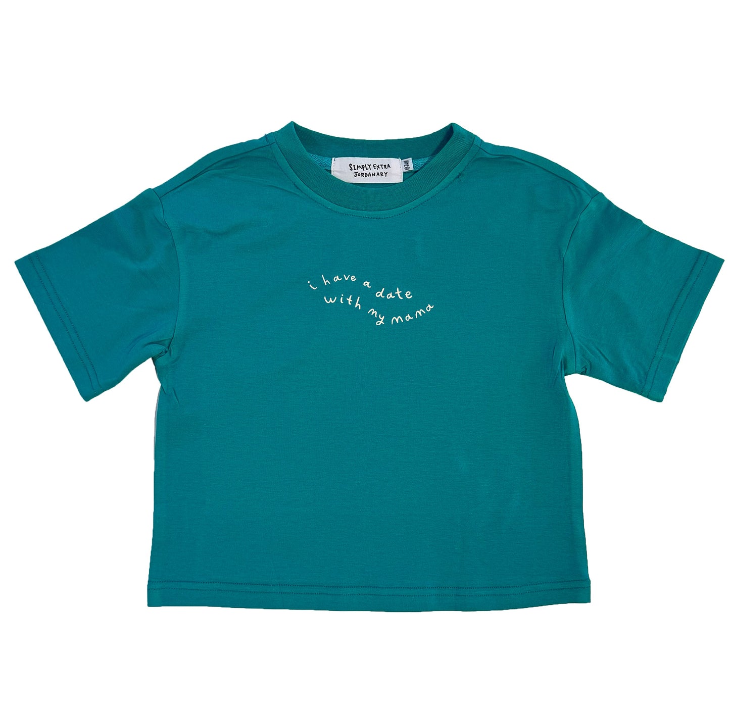 I Have A Date With Mama | Valentines Oversized Children's Graphic T-shirt | Blue
