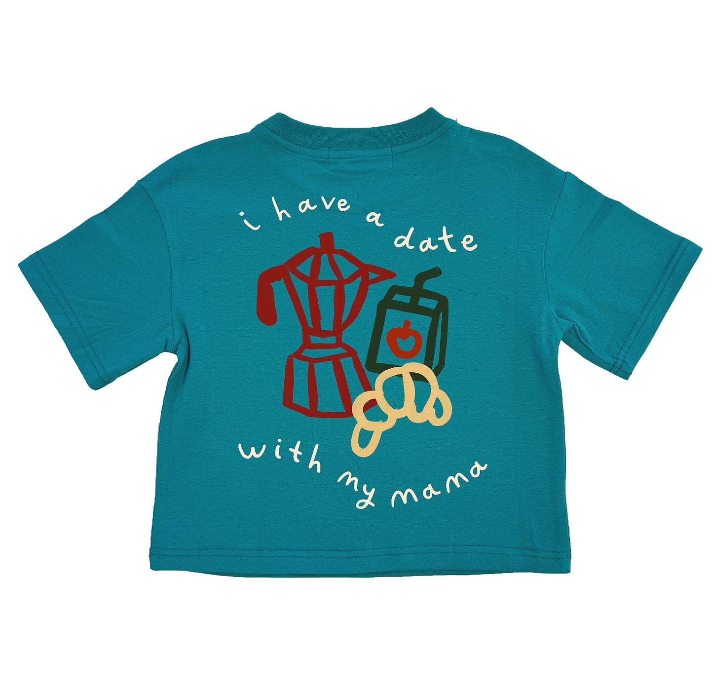 I Have A Date With Mama | Valentines Oversized Children's Graphic T-shirt | Blue