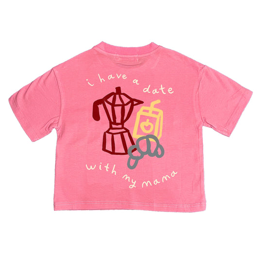 I Have A Date With Mama | Valentines Oversized Children's Graphic T-shirt | Pink