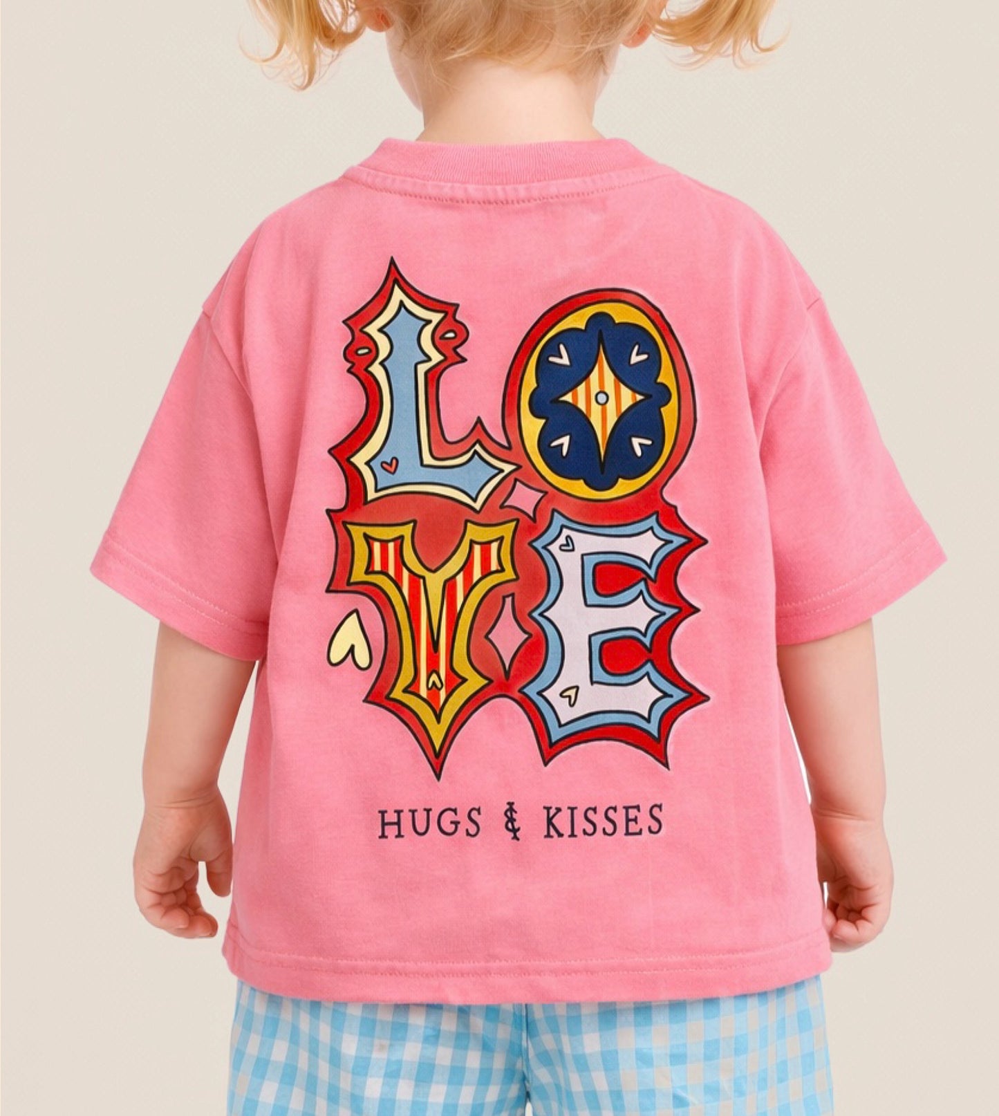 Hugs & Kisses | Valentines Oversized Children's Graphic T-shirt